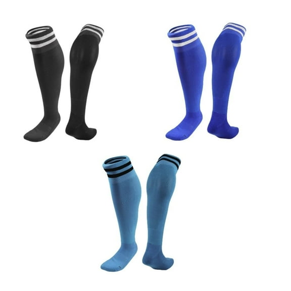 Lian LifeStyle 3 Pairs Knee High Sports Socks for Soccer, Softball, Baseball, Soccer, and Many Other Sports XL002 Size S Black,Blue,LightBlue