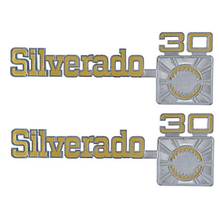 OER Silverado 30 Front Fender Emblem Set 1975-1980 Chevy Pickup Trucks