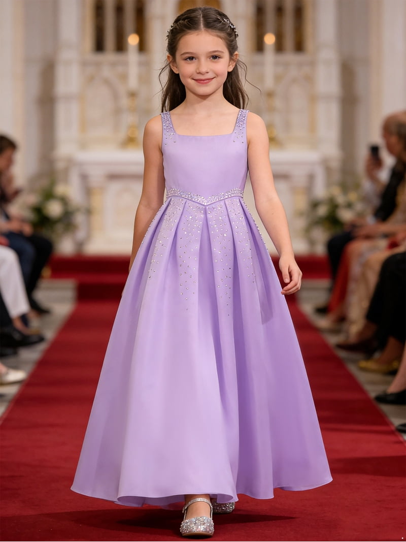 lavender dress for birthday TiaoBug Flower Girl Bridesmaid Dresses Vintage Sleeveless Princess Pageant Party Prom Ball Gown 8 Biscotti Princess Party Dress Dusk Colour:Ivory Tulle Skirt