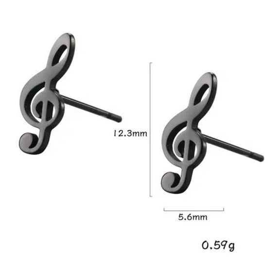 Simple Mini Music Stud Earrings Stainless Steel Musical Note Jewelry