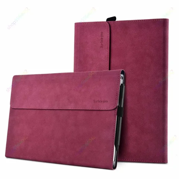 Keyboard Case for Microsoft Surface Pro 9 8 X 13 inch PU Leather Tablet Stand Cover for Surface Pro 7 7plus 6 5 4 12.3'' Go 4 3 Case Wine Red For SurfacePro 7Plus