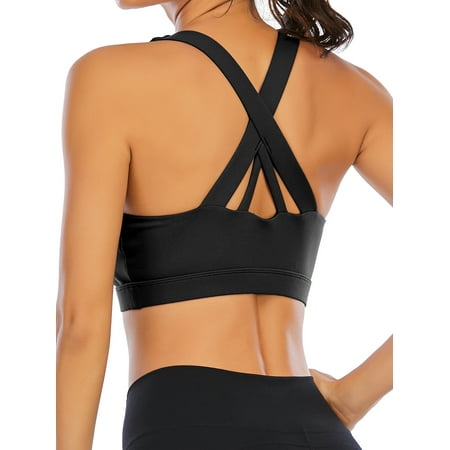 

YouLoveIt Medium Support Sports Bra Women Push Up Stretch Bra Tops Cross Back Sports Bra Yoga Sports Casual Crop Tops Seamless Underwear Ladies Running Fitness Sports Bras