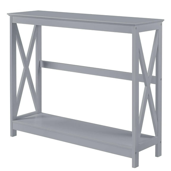 Console Table, 2-Tier Entry Hall Table with Storage Shelf, Narrow Sofa Table with X-Design for Entryway Hallway Living Room, Home, Gray