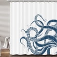 thumbnail image 2 of Octopus Decor Shower Curtain for Bathroom, Funny Blue and White Sea Monster Kraken Animal Fabric Shower Curtains Set, Unique Novelty Nautical Kids Restroom Accessories with Hooks 72X75Inches, 2 of 7