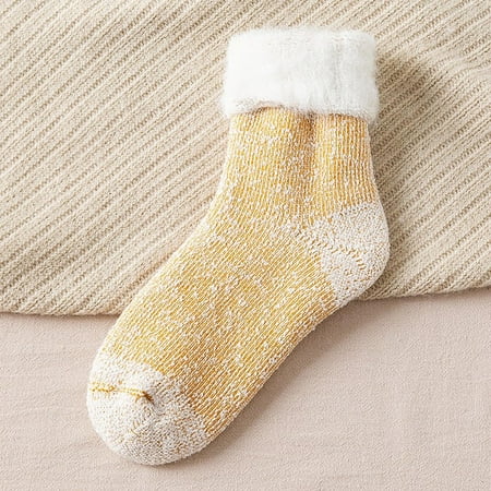 

HIMIWAY Compression Socks for Women Unisex Fashion Solid Warm Thickening Middle Tube Socks Snow Socks Stockings Yellow One Size