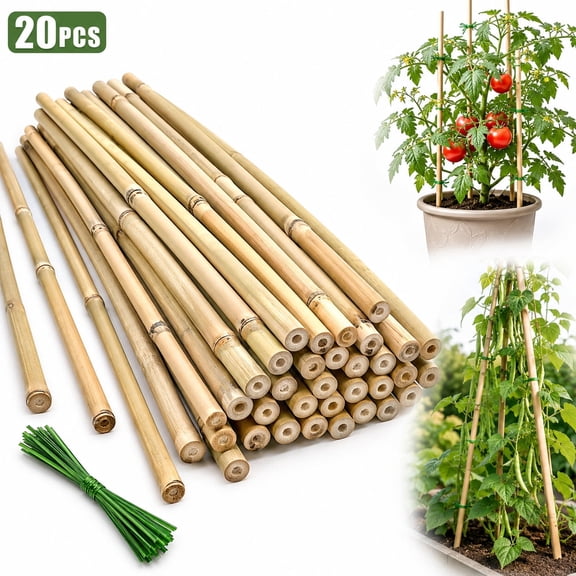 20PCS 18 Inch Plant Stakes , Garden Support Sticks for Tomatoes, Climbing Beans, Peas, Vegetables & Potted Flowers - Sturdy Garden Stakes for Indoor/Outdoor Plants, Eco-Friendly Plant Sticks