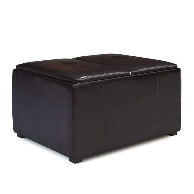 Avalon 34 in.W Pouf de Rangement pour Table Basse en Cuir Tanneurs Marron Faux Air