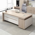 thumbnail image 2 of Boss Computer Desk Tables Work Wooden Drawers Minimalist Modern Aesthetic Ideas Office Desk Fashion Biurka Komputerowe Furniture My Lux Decor Round, 2 of 11