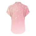 thumbnail image 3 of Camisetas de Manga Corta para las Mujeres Casual Impreso Botón Casa V-Cuello Camiseta Blusas, Poliéster, 3 of 6