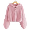 thumbnail image 1 of Sudadera con capucha de forro polar para niñas de hoksml, chaqueta holgada y cálida, abrigo superior en liquidación, 1 of 7