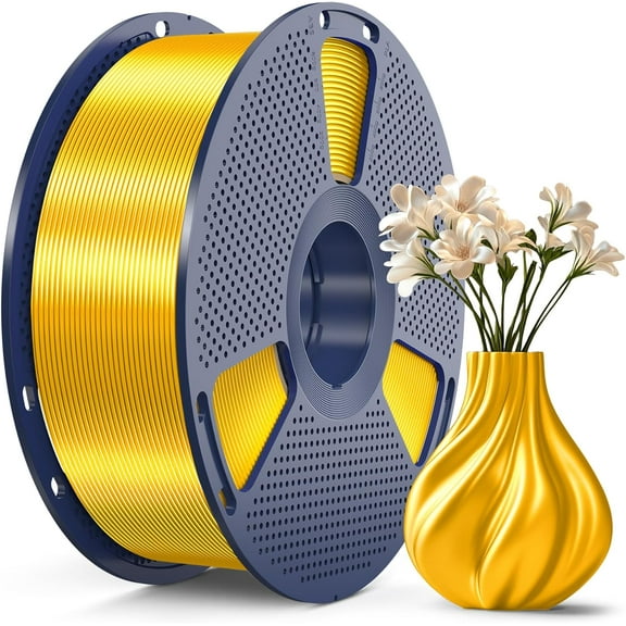 3D Printer Silk Filament,Shiny Silk PLA Filament 1.75mm, Smooth Silky Surface, Great Easy to Print for 3D Printers, Dimensional Accuracy +/- 0.02mm, Silk Light Gold 1KG