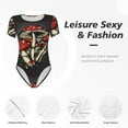 thumbnail image 6 of Uemuo Red Mushrooms Pattern Women's One Piece Short Sleeve Swimsuit Rash Guard Surfing Modest Quick-drying Swimsuit Beach Essentials-XX-Large, 6 of 9