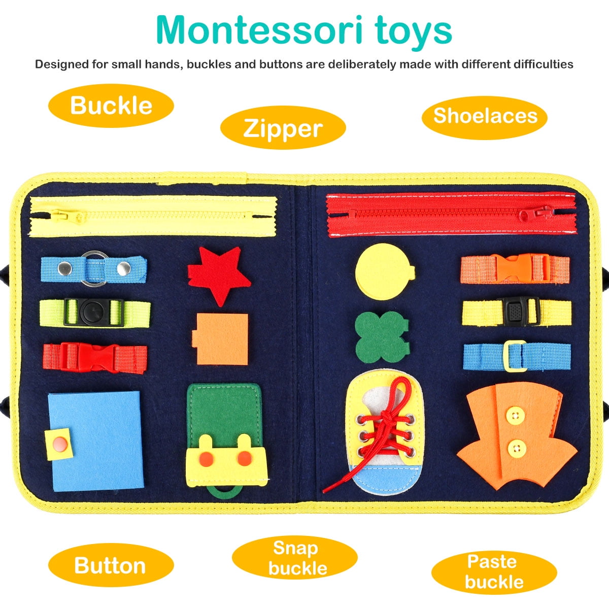 1X Dress Montessori Felt Board Learn to Dress Zipper Buckle Educational Toy