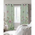 thumbnail image 3 of Flower Green Blackout Curtains, Light Blocking Print Window Curtains, Blue Pink Daisy Wildflower Floral Botanical Thermal Insulated Window Drapes for Living Room 2 Panels, 84"W x 84"L, 3 of 9