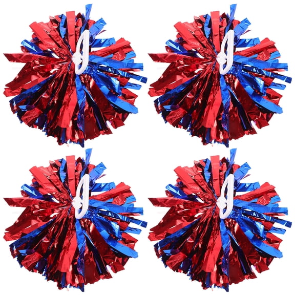HONMEET 4-Pack Cheerleading Pom Poms with Smooth Handles, Assorted Colors for Dance, Cheer, and
