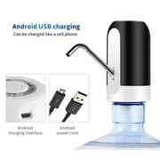 موزع مضخة مياه كهربائية أوتوماتيكية موزع مياه الشرب المحمولة التبديل مع ضوء LED USB منفذ شحن Android لمكتب المطبخ المنزلي - أسود