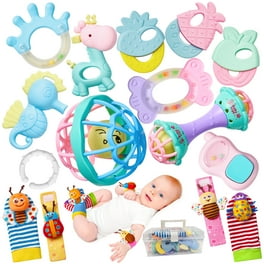 BIU BLASTER Baby Rattles Teething Toys, Sensory Set, Silicone,