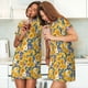 thumbnail image 4 of Easygdp Vintage White Yellow Sunflower Camisón de manga corta para mujer, informal, estampado, 4 of 6