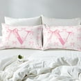 thumbnail image 4 of Pink Bow Duvet Cover Set,Princess Style Bowknot Love Hearts Girly Fairy Bedding Set,Initial Letter V Chic Romantic Comforter Cover(No Filler) ,Kawaii Pink,2 Pcs, 4 of 6