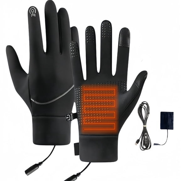 Heated Gloves for Men Women – USB Powered Electric Hand Warmers with 3 Heat Levels, Touchscreen Winter Gloves for Skiing Hiking Cycling Running, Windproof Waterproof Fleece Lined Thermal Gloves(L)