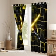 thumbnail image 3 of Erosebridal Electric Games Curtains Pack of 2 (52x63),Neon Light Black Out Curtains,Glowing Yellow Ombre Checkered Curtains for Living Room For Teens,Ultra Soft Bedroom Decoration, 3 of 7