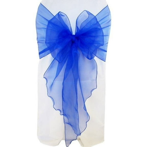 Wedding Linens Inc. (10pcs) 12" x 116" Organza Sheer Chair Sashes Chair Sash Bow ties with Angle end style for Wedding Party Catering Banquet Decoration Events - Royal Blue