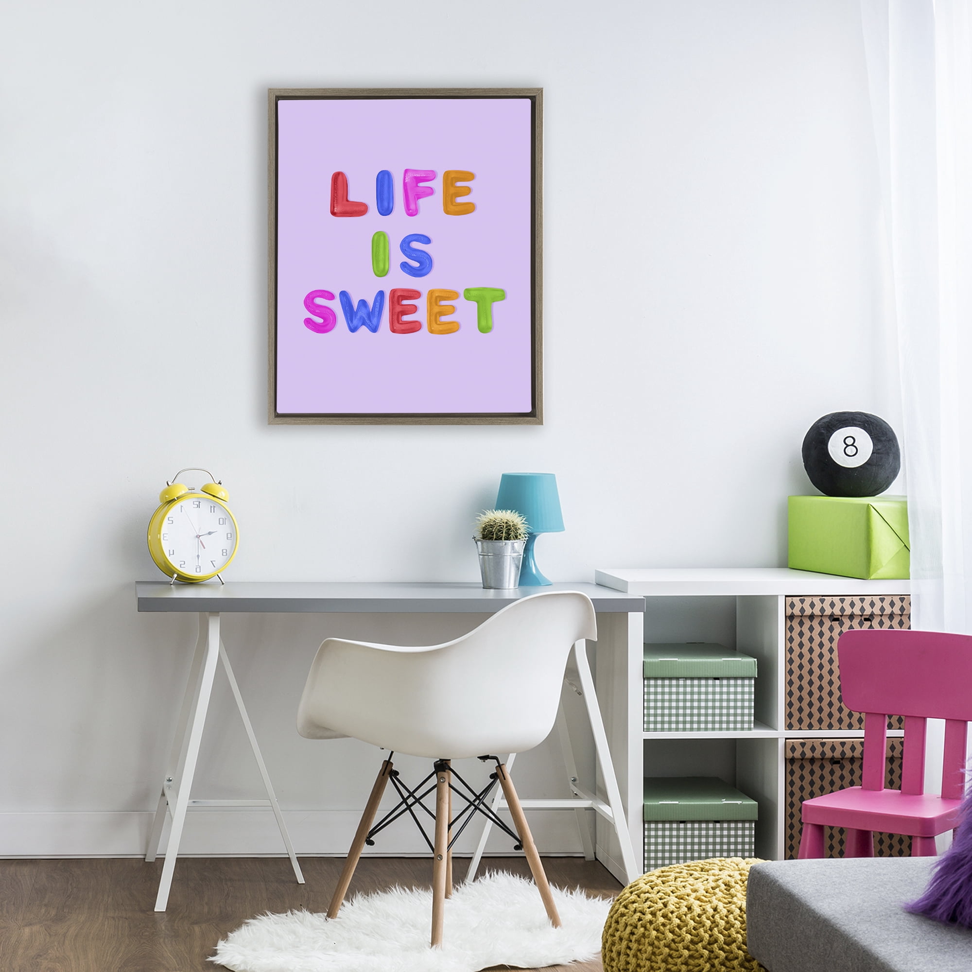 Stupell Industries Life Is Sweet Gummies Brown Framed Floater Canvas Wall Art, design by LISH Creative