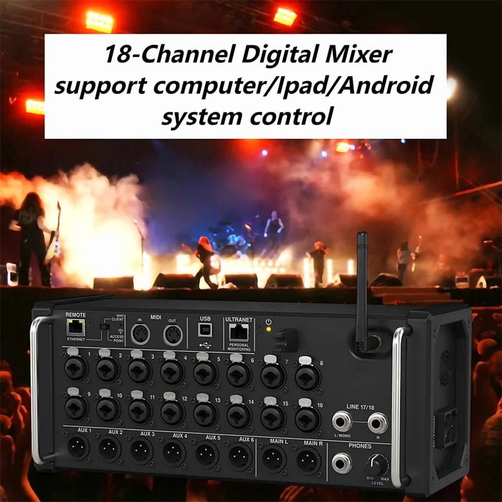 XR18/MR18 Rack Mount Professional Digital Mixer Built-in Wifi DSP Mixer DJ Recording Studio with USB Recorder ,Easy to Operate