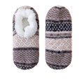 thumbnail image 2 of Striped Pattern Fleece Lined Non Slip Floor Socks for Men and Women, Warm Plush Cuff Indoor Slipper Socks for Bedroom Daily Home Use Light Gray One Size, 2 of 6