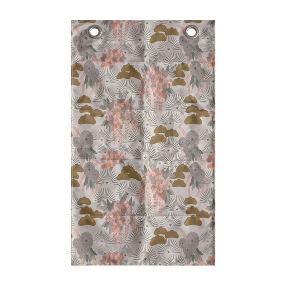 Floral Vintage Hanging Pocket Organizer, Pattern of Aster Flowers Japanese Garden Botanical Feels, Printed Polyester Storage Bag with Pockets, 21" x 31", Pale Eggshell Multicolor