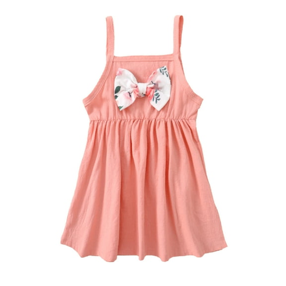 12 Months Baby Girls Dress 18 Months Girls Sleeveless Dress Solid Color Toddler Girls Summer Suspender Dress Pink