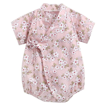 

Infant Girls Short Sleeve Floral Printed Summer Romper Newborn Bodysuits
