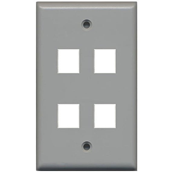 RiteAV Blank Wall Plate for Keystone Jacks - Ivory 1 Gang 4 Port