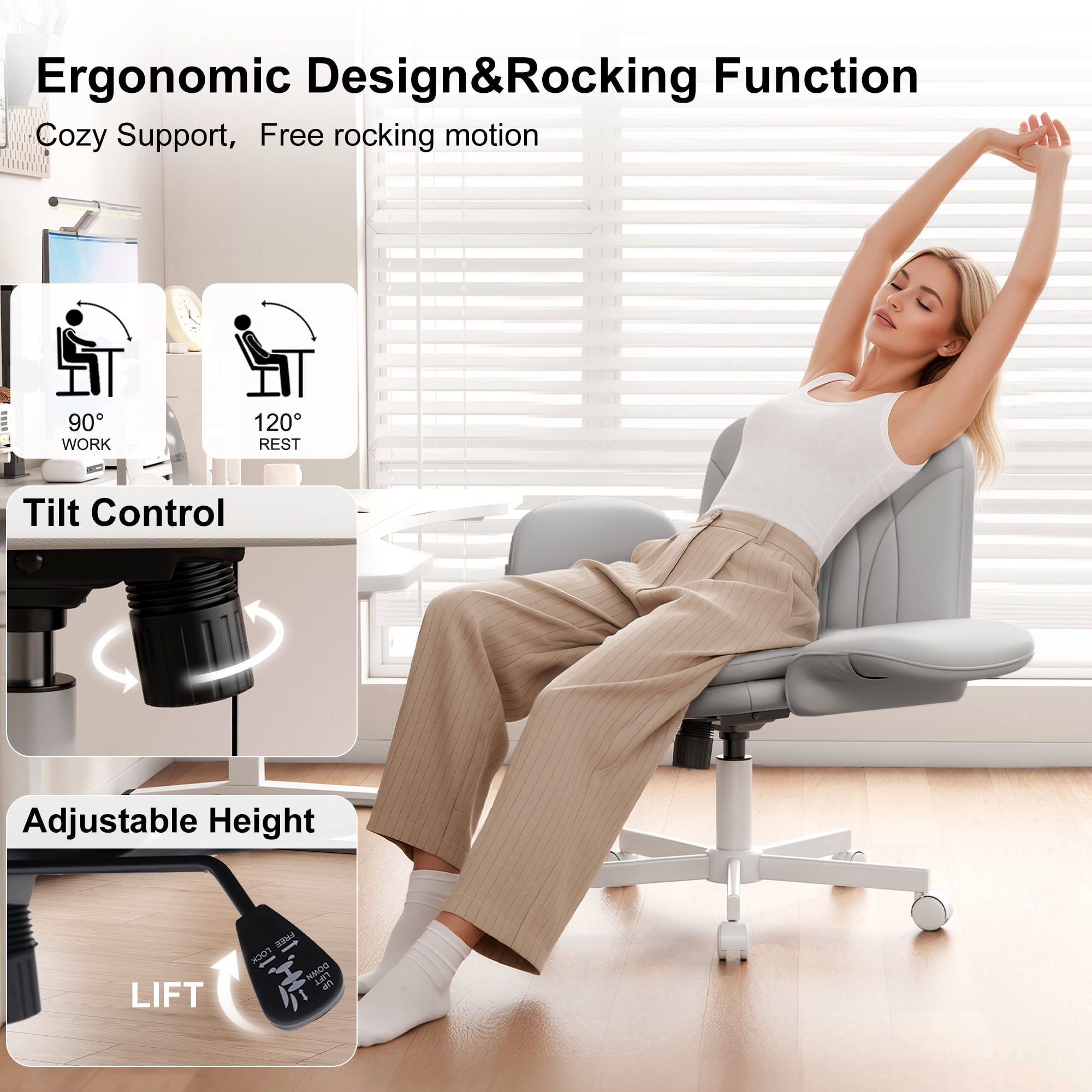 Misolant Big and Tall Office Chair, Computer Chair with Soft Adjustable Armrests, Ergonomic Gaming Chair with Breathable Linen Design, Executive Chairs with Footrest