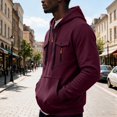 thumbnail image 5 of Mens Pullover Hoodie Fleece Sweatshirt Chest Zip Pockets Kangaroo Pocket Casual Hooded Top, 5 of 8