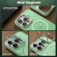 thumbnail image 5 of for iPhone 15 Pro Max Case with Screen Protector & Camera Lens Protector,Compatible with MagSafe,Built-in Camera Stash Stand,Magnetic Hard Back Soft Edge Anti-Fingerprint Cover,Clear Green, 5 of 15