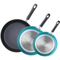 thumbnail image 1 of Cook N Home Nonstick Saute Fry Pan Skillet Set, 8, 9.5, and 11-Inch Kitchen Cooking Frying Saute Pan, Induction Compatible, Turquoise, 3-Piece, 1 of 7