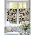 thumbnail image 3 of Sheer Curtains 54 Inches Long 2 Panels, Vintage Beige Flower Black Leaf Rod Pocket Curtain Voile Draperies, Rustic Retro Khaki Background Light Filtering Window Treatment for Living Room, 3 of 8