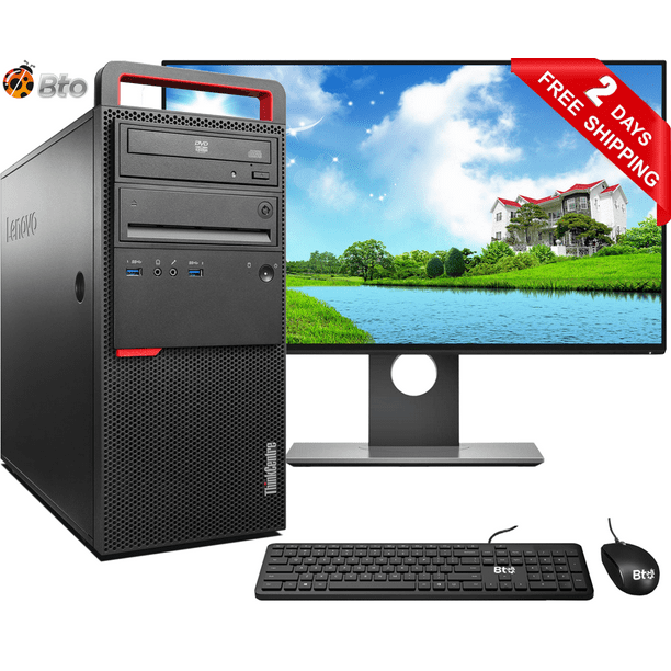 Lenovo ThinkCentre Desktop Tower Computer, Core i5-6400 upto 3.3GHz Processor, 8GB DDR4 Ram, 256GB M.2 SSD, HDD, New 22 inch LCD, Keyboard and Mouse, Wi-Fi, Windows Pro PC (Refurbished) -