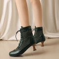 thumbnail image 6 of Mepaouo Women Vintage Victorian Lace up Boots Kitten Heel Walking Ankle Short Booties(Green,9), 6 of 8