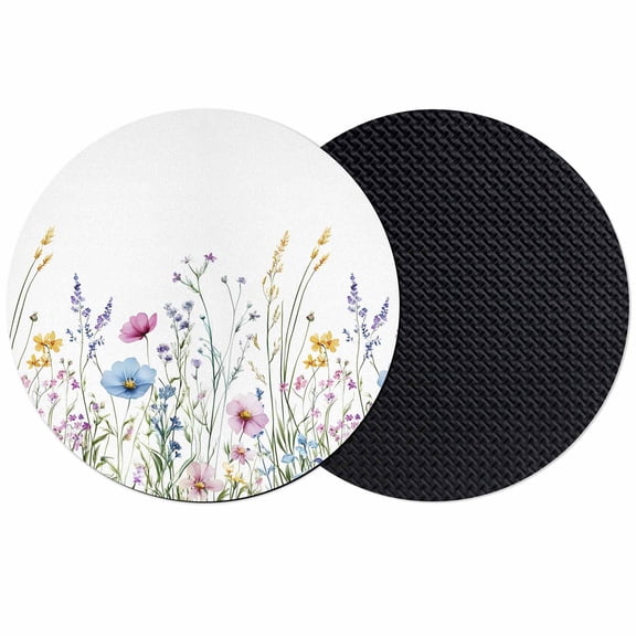 Spring Floral Coasters Set of 2, Soft Absorbent Coasters for Drinks, Colorful Botanical Wildflower Summer Non-Slip Cup Coaster Mat with Rubber Bottom for Home Kitchen Desk Coffee Bar Table Decor 4"
