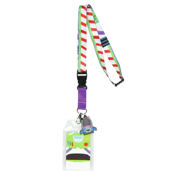 Disney Toy Story Buzz Lightyear Space Ranger Detachable Lanyard with ID Badge Holder and 2" Rubber Spaceship Charm