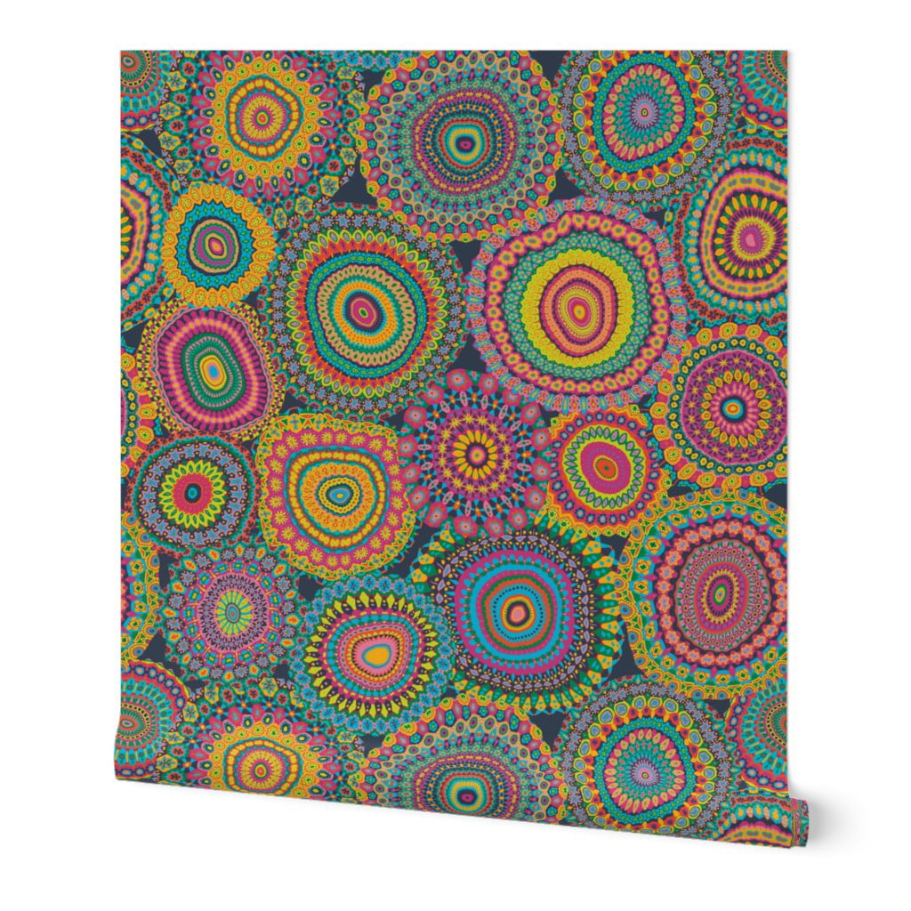 Peel-and-Stick Removable Wallpaper Millefiori Mandala Colorful Circle Retro 