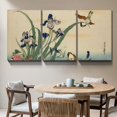 thumbnail image 3 of Japanese Painting Canvas Wall Art Decor 3 Piecess 12x16 Inch Katsushika Hokusai Flowers Artwork Reproduction Picture Prints Gallery Wrapped Triptych Room Decoration Ready to Hang, 3 of 6