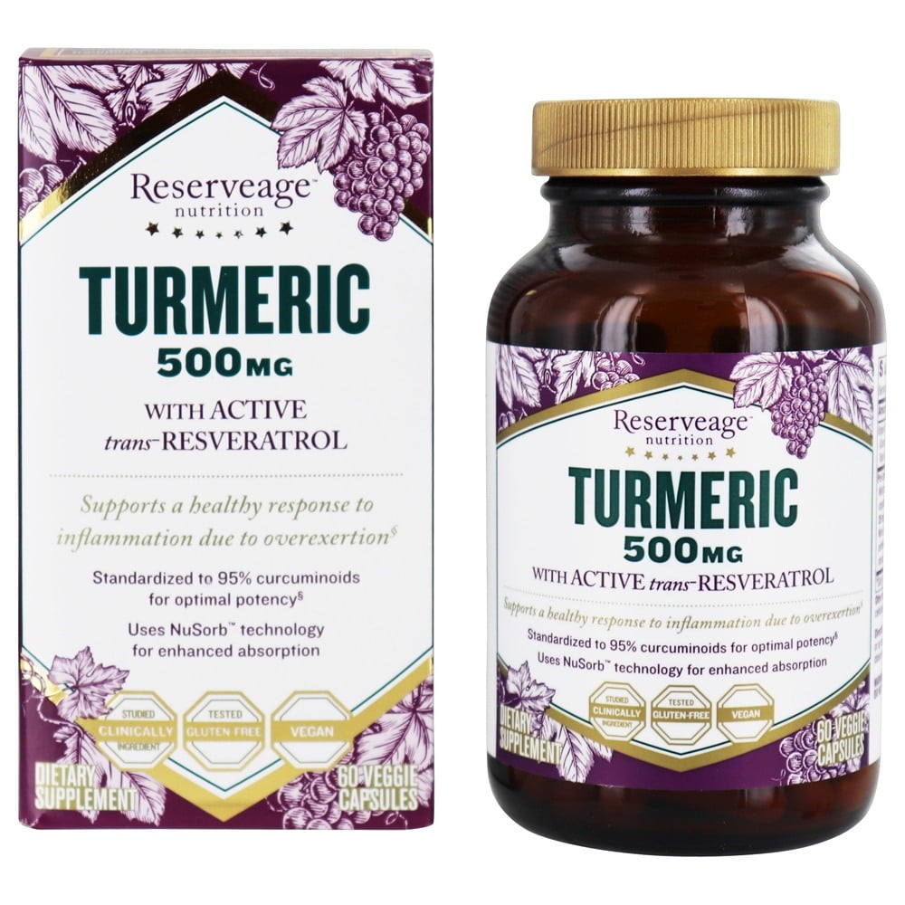 Reserveage Nutrition Turmeric with Active Resveratrol 500 mg. 60