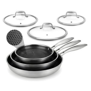 NutriChef 6-Piece Nonstick Tri-Ply Stainless Steel Cookware Set
