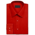 thumbnail image 2 of Men's Dress Shirt Long Sleeve Regular Fit Button Up Pocket Solid Standard Cuff Red, 2 of 2