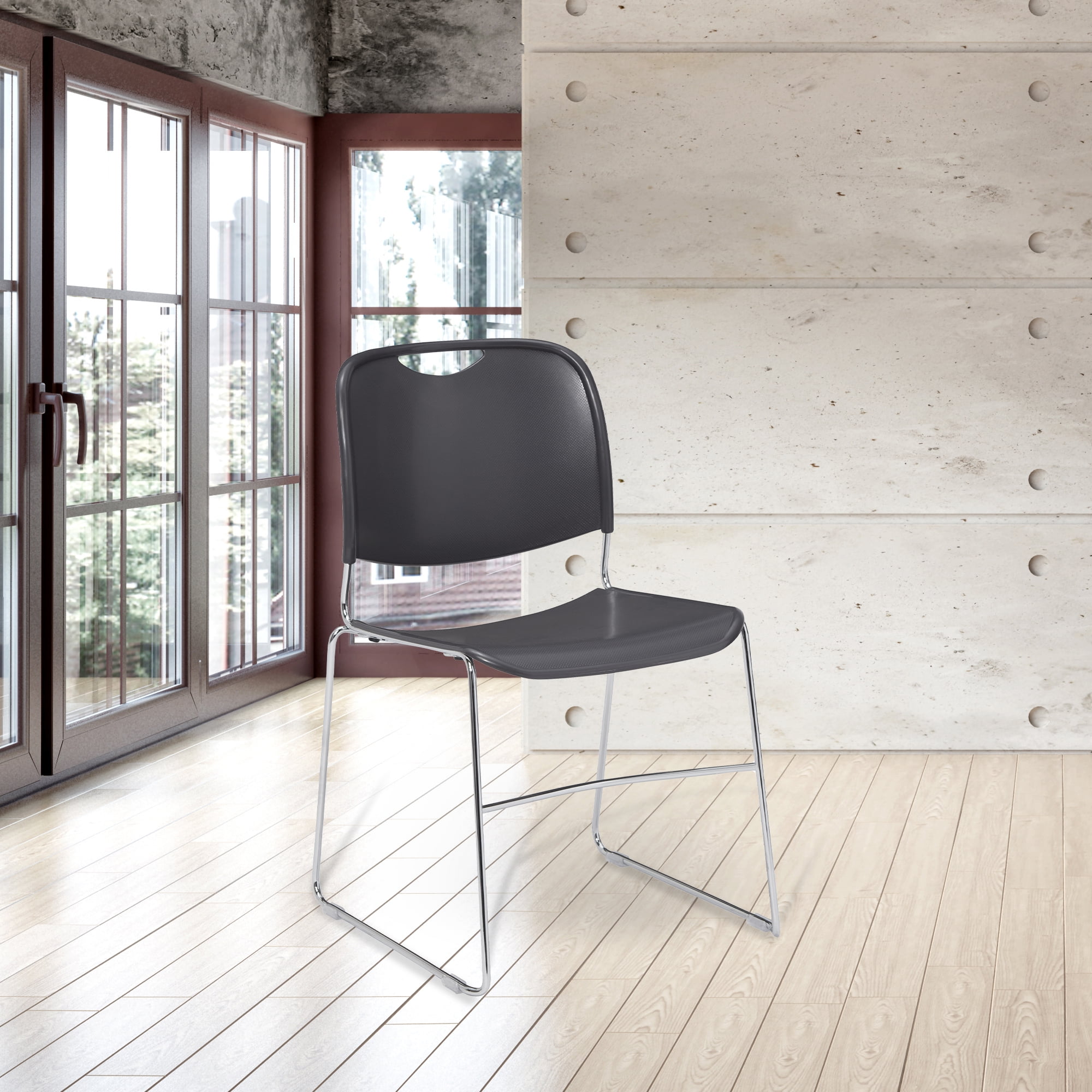 Hampden Furnishings Naomi Collection Premium Stack Chair, Gunmetal Grey, Pack of 2