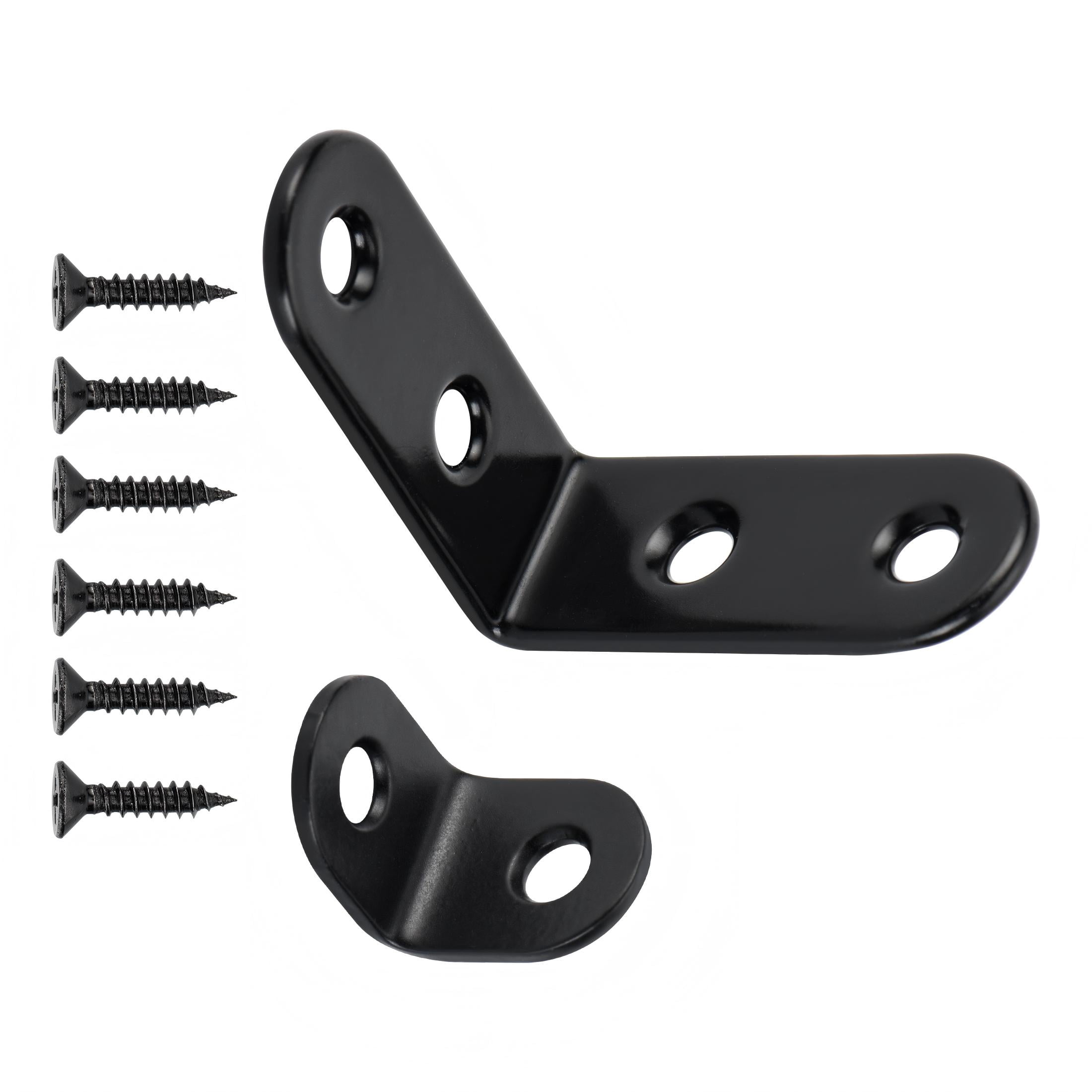 Hyper Tough Multiple Sizes 1.57 & 0.79 in. Stainless Steel Corner Brace Kit with Screws, Black, 20 Pack