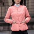 thumbnail image 2 of XPMWRP Women's Oversized Quilted Jacket Fall Casual Puffer Coats Collarless Long Sleeve Button Down Padded Outerwear Orange XXXL, 2 of 9